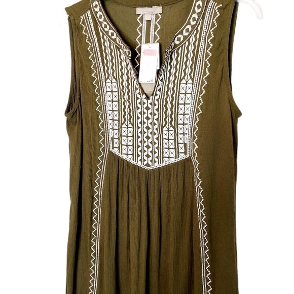 Joan Vass Green A-line Dress Embroidered Small - Picture 2 of 12